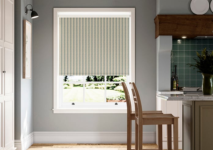 Emily Bond Block Printed Stripe, Blue & Green - Roller Blind - Image 3